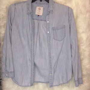 Blue jean button up sweater